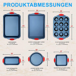 Nutrichef k&uuml;psetusvormide komplekt, 6-osaline, k&uuml;psetusplaat, muffinivorm, keeksivorm, kandiline k&uuml;psetusvorm ja &uuml;mmargune k&uuml;psetusvorm, antihat, virnastatav ja ruumis&auml;&auml;stlik, pfoa-, pfos- ja ptfe-vaba