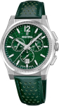 Festina meeste k&auml;ekell F20060/3 Swiss made classics h&otilde;bedane roostevabast terasest korpus roheline nahkrihm, roheline, rihm.