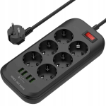 Pikendusjuhe 4x Usb + 6 Pistikupesa 2m