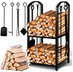 Kaminapuude hoidik koos tarvikutega 2 riiulit riiul korv puit