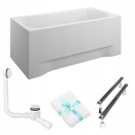 Ristk&uuml;likukujuline vann Polimat Classic 160x70 valge, korpus, sifoon, valge r&auml;tik