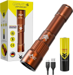 Amafox G6 - Xenon Megabeam suure j&otilde;udlusega Led taskulamp laetav pronks - eriti ere taktikaline Led taskulamp Usb C ja 18650 akuga