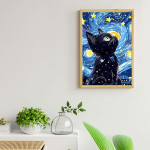 Gelrovaled v&auml;rvimine numbrite j&auml;rgi t&auml;iskasvanutele, k&auml;sitsi maalitud &otilde;limaalikomplekt algajatele ja t&auml;iskasvanutele, 3 pintsli ja akr&uuml;&uuml;lv&auml;rviga, 20 x 30 cm, raamiga (kass)