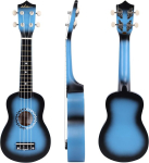 Adm sopran ukulele komplekt lastele ja algajatele, ukulele stardikomplekt koos koti, h&auml;&auml;lestaja, vikerkaarekeelte, v&auml;rvilise rihma, plektri, s&otilde;rmlauakleebiste, akordikaardiga (sinine)