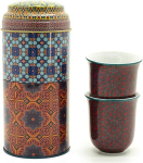 Images D'orient kinkekomplekt 2 &uuml;hes metallkarbis 2 x 90 ml portselanist espressotassidega Mocha tassid, v&auml;rvilise orientaalse mustriga