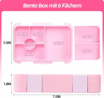 Qcqhdu laste l&otilde;unakarp 6 sektsiooniga - vaheseintega l&otilde;unakarp, bento karp kooli, lasteaeda, &otilde;ue, lekkekindel, n&otilde;udepesumasinas pestav, Bpa-vaba (roosa)