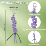 Freebloss komplekt: 8 tk Diy lillede makramee v&otilde;tmehoidjate komplekt, makramee komplekt algajatele, 5 v&auml;rvi makramee v&otilde;tmer&otilde;nga ripats k&auml;ekotile, auto v&otilde;tmetele, makramee k&auml;sit&ouml;&ouml;komplektid koos video&otilde;petusega