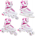 Reguleeritavad uisud-rulluisud Raven Grace Led 4in1, valged/roosad