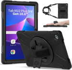 Gerutek &uuml;mbris Lenovo Tab M10 Fhd Plus 3rd Gen 10.6 tolli 2022 (tb-125f/tb-128f) jaoks, p&otilde;rutuskindel vastupidav kaitse&uuml;mbris p&ouml;&ouml;ratavate jalgade, k&auml;erihma, &otilde;larihma ja soomus&uuml;mbrisega Lenovo M10 Plus jaoks