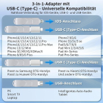 USB pulk 3-in-1 usb m&auml;lupulk 512gb usb-c adapteriga m&auml;lupulk telefonile/androidile/tahvelarvutile/pc-le/s&uuml;learvutile, v&auml;line photostick &ndash; t&otilde;hus andmete/fotode/video varundamine, &uuml;hildub ios-i ja androidiga (h&otilde;bedane)