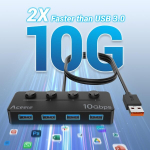 Aceele usb 3.2 hub 120 cm pikkuse pikenduskaabliga, usb 3.2 gen 2 hub, usb 3.2 hub individuaalsete led-toitel&uuml;lititega macbooki, pc, usb-draivide, mobiilse k&otilde;vaketta, imaci, xps jaoks