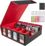 Eugoocx 4 reaga kauplemiskaardi hoiukarp 4 kaardi toega, 3200+ mtg kaardipakk kaardijagajatega, commander vaateaken ja mini kaardik&ouml;itja