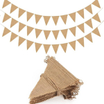 G2plus Rustic Hessian Bunting, 12 m džuudist bunting vanikud, 36 t&uuml;kki aia bunting vanik rustikaalseteks pulmadeks, s&uuml;nnip&auml;evapeoks, aia kaunistuseks
