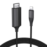 Lulaven hdmi-kaabel iphone'ile, 2.0 m hdmi-muundurkaabel, hdmi-&uuml;henduskaabel, iphone/pad/pod telerile/monitorile/projektorile, &uuml;hildub iphone 14, 13, 12, 11, youtube tv v&auml;ljund, hd1080p, plug and