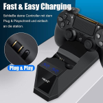 Aryee Ps4 kontrolleri laadimisjaam, laadija Ps4 kontrollerile, topeltlaadimisjaam Usb laadimiskaabliga Playstation4/ps4/ps4 Slim/ps4 Pro jaoks, 1.8h kiirlaadimine