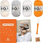 Myboshi heegelduskomplekt m&uuml;tsile Izu ja sallikomplekt Settsu, heegelduskomplekt algajatele, sisaldab No.1 villa, n&otilde;ela ja juhiseid m&uuml;tsi ja salli jaoks, heegelduspakett, 30% meriinovill h&otilde;bedane koos heegeln&otilde;elaga