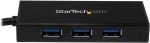 Startech.com St3300gu3b - 3 pordiga kaasaskantav Usb 3.0 jaotur gigabitise Etherneti adapteriga Nic alumiinium kaabliga