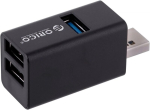 Orico Mini Hub Usb 3.1 Gen1, v&auml;ike jaotur ilma kaablita, 2 x Usb 2.0 porti, 1 x Usb 3.1 5 Gbit, jaotur s&uuml;learvutile, telerile, klaviatuurile, arvutihiirele, bluetooth adapterile, must