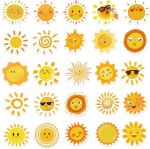 P&auml;ikesepaiste kleepsud, p&auml;ikese kleepsud, 50 p&auml;ikese kleepsu pakend, v&auml;ikesed p&auml;ikese kleepsud, armsad isetehtavad kleepsud mobiiltelefonile, veepudelile, t&otilde;ukerattale ja kohvrile (sun)