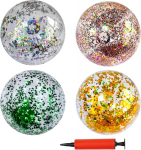 Cudeyrey 4 t&auml;ispuhutava s&auml;deleva veepalli komplekt, t&auml;ispuhutav veepall, 40 cm s&auml;delev t&auml;ispuhutav rannapall, basseinipeo pall koos &otilde;hupallipumbaga, lastele, t&auml;iskasvanutele, suve&uuml;ritusteks