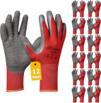 Gebol Eco Grip t&ouml;&ouml;kinnastega kindel haare, latekskindad meestele, suurus L (suurus 9), punane, mitmikpakendis 12 paari