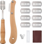 Jesustree Baker's leivanuga, 2-osaline leival&otilde;ikur 10 žiletiteraga ja nahast kaitse&uuml;mbrisega, leivak&uuml;psetustarvikute tainanoa komplekt sirgete ja kumerate l&otilde;igete jaoks