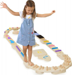 Cateam puidust tasakaalupoom lastele ja v&auml;ikelastele astmekividega - ovaalne - montessori tasakaalulaud - motoorika m&auml;nguasi tasakaalu koordinatsiooniks - tasakaalupoomi kingitus poistele ja t&uuml;drukutele