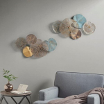 Madsion Park seinakunst elutoa sisustus Lenzie metallist abstraktne ranniku&auml;&auml;rne sisekujundus kodu aktsent kaasaegne k&ouml;&ouml;gi s&ouml;&ouml;gitoa sisekujundus valmis magamistuppa riputamiseks 40 x 68 cm (l x p)