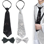 Mirkuzi lipsud meestele, 2 lipsukomplekti, 2 kikilipsu, meeste litritega kikilipsud, elastsed lipsudetailid, kost&uuml;&uuml;mikikilipsud (must, h&otilde;bedane)