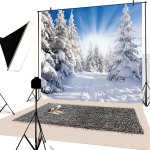 Yongfoto 2.5 x 2.5 m vin&uuml;&uuml;lfoto taust talvine maastik lumega kaetud kuusk j&otilde;ulufotograafia taust fotosessioonideks fotostuudio rekvisiidid