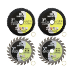 75 mm ketassaetera 2 t&uuml;kki 72t kiirl&otilde;iketerasest l&otilde;ikekettad ja 2 t&uuml;kki Tct 24t mini nurklihvija l&otilde;ikeketas puidu, vase, plasti ja pehme metalli jaoks