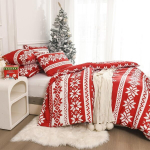 Dxhome j&otilde;uluvoodipesukomplekt 135 x 200 cm punane talvine motiiv lumehelbed pehme mikrokiud teismelistele t&uuml;drukutele poistele kingitused lastele tekikott lukuga + 1 padjap&uuml;&uuml;r 80 x 80 cm