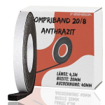 Compriband 20 mm laiusega - 4.3 m pikk, paisub 8 kuni 32 mm, 20/8, isekleepuv tihendusteip rennidele, akende tihendusteip, tihendusteip ja &scaron;abloon, akende isolatsioon k&uuml;lma vastu