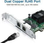 H!fiber Gigabit Dual Nic Intel 82571 kiibiga, 1gb v&otilde;rgukaart v&otilde;rreldes Intel E1g42et Nic-ga, 2 Rj45 porti, Pci Express 2.1 X4, madala profiiliga Ethernet kaart Windows/windows Server/linux jaoks