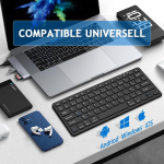 Klaviatuur, &uuml;hilduv Ipad 10.2" 9.7", Ipad Pro 11", Ipad Pro 12.9", Ipad Air/ipad Mini/iphone, juhtmevaba Bluetooth klaviatuur Windows, Ios, Android, must