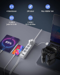 4-pesas pistikupesa, lame pistik mitme usb ja type-c pesaga, 3680 w pistikupesa, jaotuspistikupesa l&uuml;litiga, 16 a mitu pistikupesa kontorisse, 2 m pikendusjuhe, valge