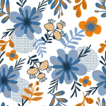 Varyfloral isekleepuv tapeet sinine 30,5 cm x 300 cm lilleline tapeet oranž lilleline kleepkile m&ouml;&ouml;blile akvarell vintage kile m&ouml;&ouml;blile veekindel fototapeet elutoa kapile