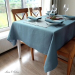 Linane ja puuvillane laudlina Caerula, linasest riidest laudlina &ndash; 100% lina, sinine (147 x 300 cm) ruudukujuline tavaline kodu k&ouml;&ouml;gi kaunistus s&ouml;&ouml;gilauale restorani hotelli kohviku festivali peole