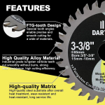 Dartotek Tct karbiidist saetera 32t karbiidist hammastega mitmeotstarbeline &uuml;mmargune saetera 15/10 mm seibiga puidule alumiiniumile plastikule 85 mm
