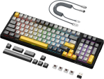 Ajazz Ak992 gasket mehaaniline hotswap klaviatuur ja spiraalne Usb-c kaabel, Rgb valgustus, 4000mah 2.4ghz/bt5.0/usb C, hall custom gaming klaviatuur helitugevuse reguleerimisega, Pbt klahvikatted (brown switch)