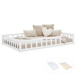 Voodi, Montessori v&auml;ikelapse p&otilde;randavoodi madratsiga, 120x200 cm, valge