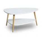 Moodne kohvilaud, riiul, puidust jalad, valge, ModernHome