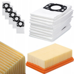 Rosfix Komplekt Tolmuimejakotid Ja &Otilde;hufilter &ndash; 5 Mikrokihilist Kotti + Filter | Asendusosa Tolmuimejale K&auml;rcher WD2&ndash;WD6, MV2&ndash;MV6 Jaoks | 42&times;51,5 cm, HEPA-Tasemel Filtratsioon