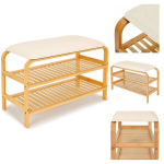 Istmega kingakapp Bambusest kingariiul Riiul 70x30x46 Beež