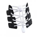 Elastsed &uuml;mmargused kinnituste ja otstega kingapaelad 3 mm 100 cm, v&auml;rv valge mustaga