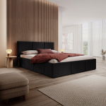 Voodi FORTESSA + Madrats SAPNAS 2 XL|160x200|Must|Veluur