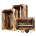 Creative Deco 3x p&otilde;letatud puidust kast | 30 x 20 x 15 cm | Vintage stiilis, &scaron;abby puidust kast | Sobib esemete hoiustamiseks, puuviljade hoidjaks, dekoratsioonide hoidjaks, kingitusteks DIY dekoratsiooniks