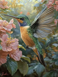 Maalimine numbrite j&auml;rgi "Kolibri ja lilled", 40&times;50 cm, kvaliteetsed pigmendid.
