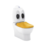 Laste WC-pott CREAVIT DUCKY kollase istmiku ja pehme sulgumisega, valge