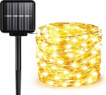 ALENEY p&auml;ikeseenergial t&ouml;&ouml;tavad valgusketid, 9 m, 100 LED-i, 8 režiimi, &otilde;ue, soe valge